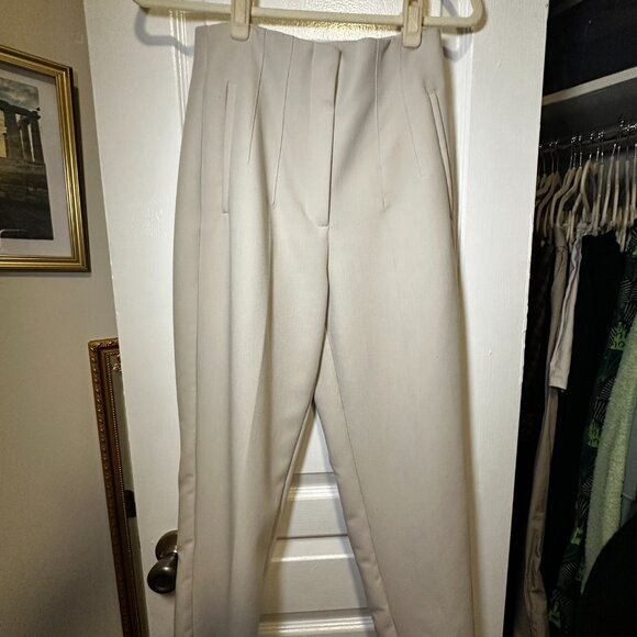 corset effect high waist slacks - ZARA US Small, cream. - Picture 4 of 10